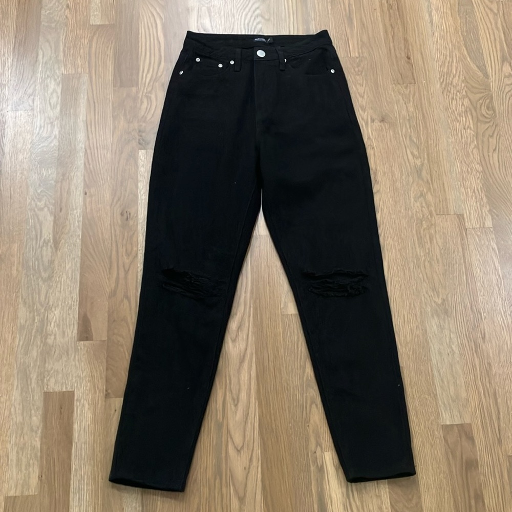 Nasty Gal Collection Women’s Black Denim Straight Leg Distressed Jeans